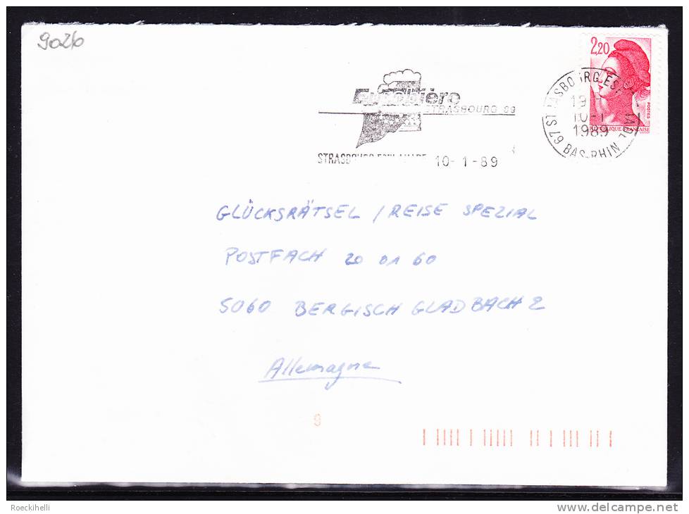 10.1.1989  -  Bedarfsbeleg, Gelaufen Von Strasbourg Nach Bergisch Gladbach / D   -  Siehe Scan (fr 9026) - Covers & Documents