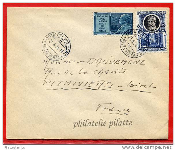 VATICAN LETTRE DU 21/06/1954 DU VATICAN POUR PITHIVIERS FRANCE COVER - Maschinenstempel (EMA)