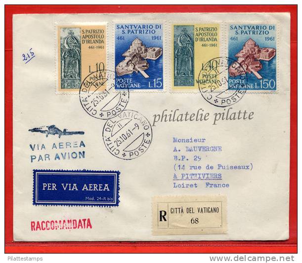 VATICAN LETTRE RECOMMANDEE DU 25/10/1961 DU VATICAN POUR PITHIVIERS FRANCE COVER - Máquinas Franqueo (EMA)