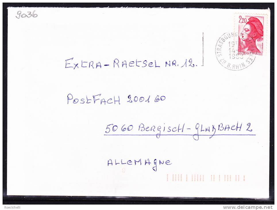 14.12.1988  -  Bedarfsbeleg, Gelaufen Von Strasbourg Nach Bergisch Gladbach / D  -  Siehe Scan  (fr 9036) - Covers & Documents