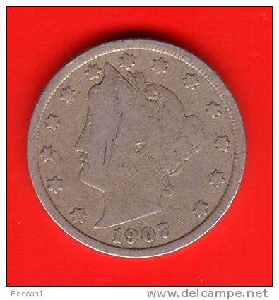 **** USA  - ETATS-UNIS  - V - 5 CENTS 1907 LIBERTY - NICKEL  **** EN ACHAT IMMEDIAT !!! - 1883-1913: Liberty