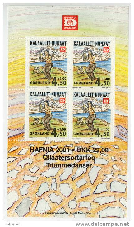 GREENLAND 2000 Mi BL 19 HAFNIA '01 NATIVE SHAMAN MINT MINIATURE SHEET ** - Blocks & Kleinbögen