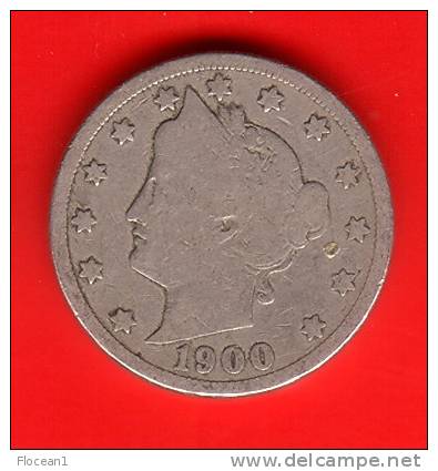 **** USA  - ETATS-UNIS  - V - 5 CENTS 1900 LIBERTY - NICKEL  **** EN ACHAT IMMEDIAT !!! - 1883-1913: Liberty