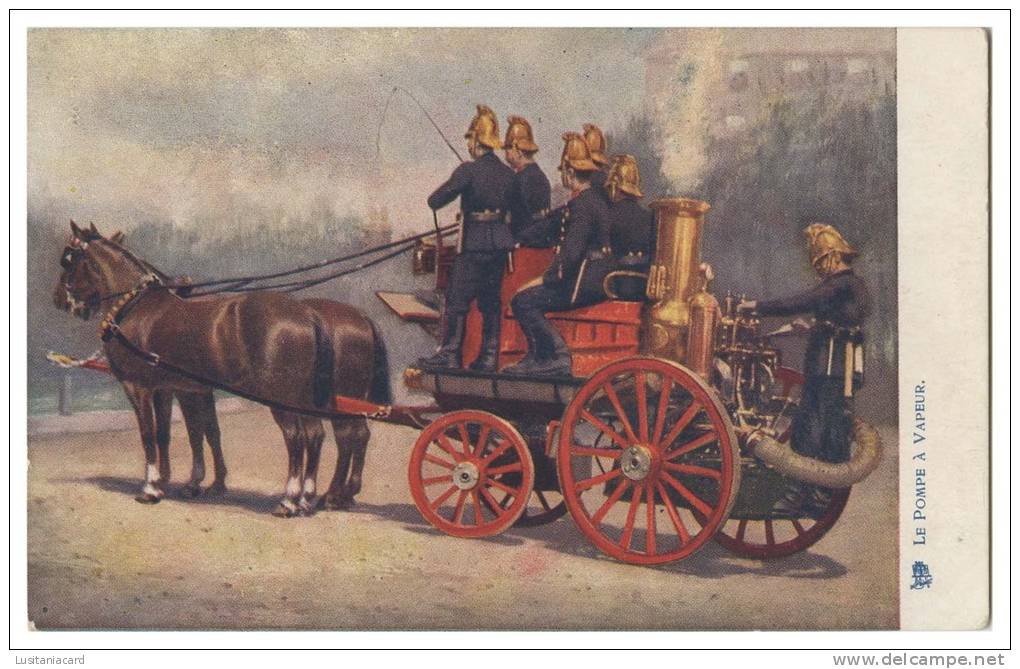 Le Pompe à Vapeur Carte Postale - Firemen