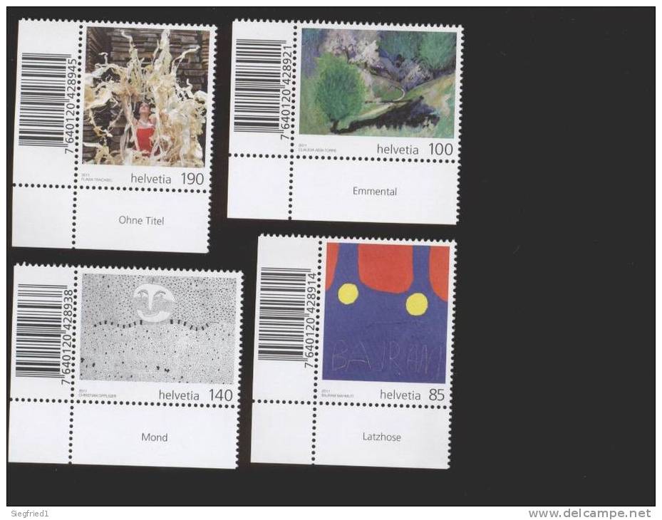 Schweiz  **  2210-2213  Künstler Neuheiten 2011 Eckrand Ungefaltet Mit Strichkodierung - Unused Stamps