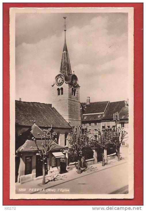 X0666 Peseux L'Eglise,petite Animation.Cachet 1955,Deriaz 1268 - Peseux