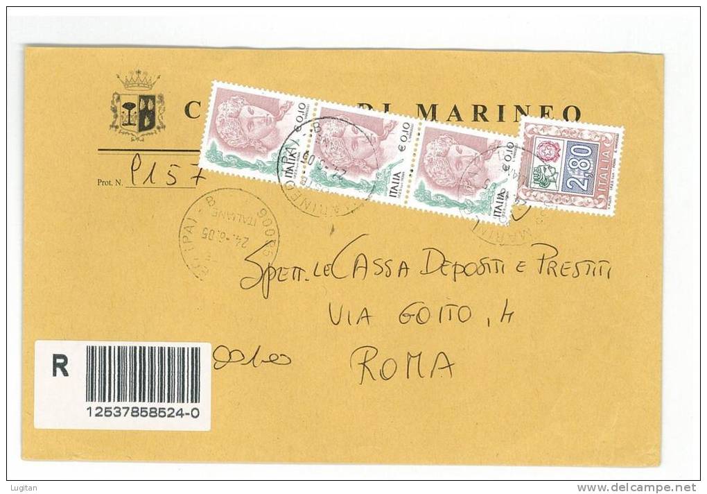 MARINEO CAP 90035 - PALERMO  ANNO 2005 - R - SICILIA -TEMATICA COMUNI D'ITALIA - STORIA POSTALE - Macchine Per Obliterare (EMA)