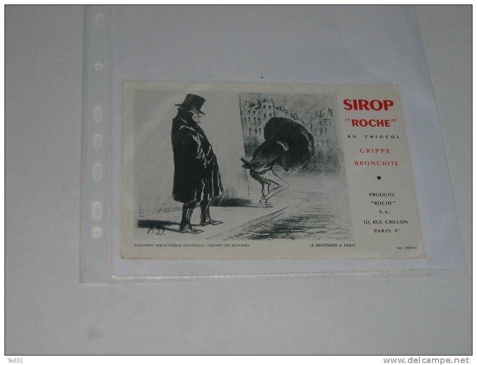 BUVARD SIROP ROCHE AU THIOCOL ROCHE S.A. 10 RUE CRILLON PARIS .Daumier - LE PRINTEMPS A PARIS - P