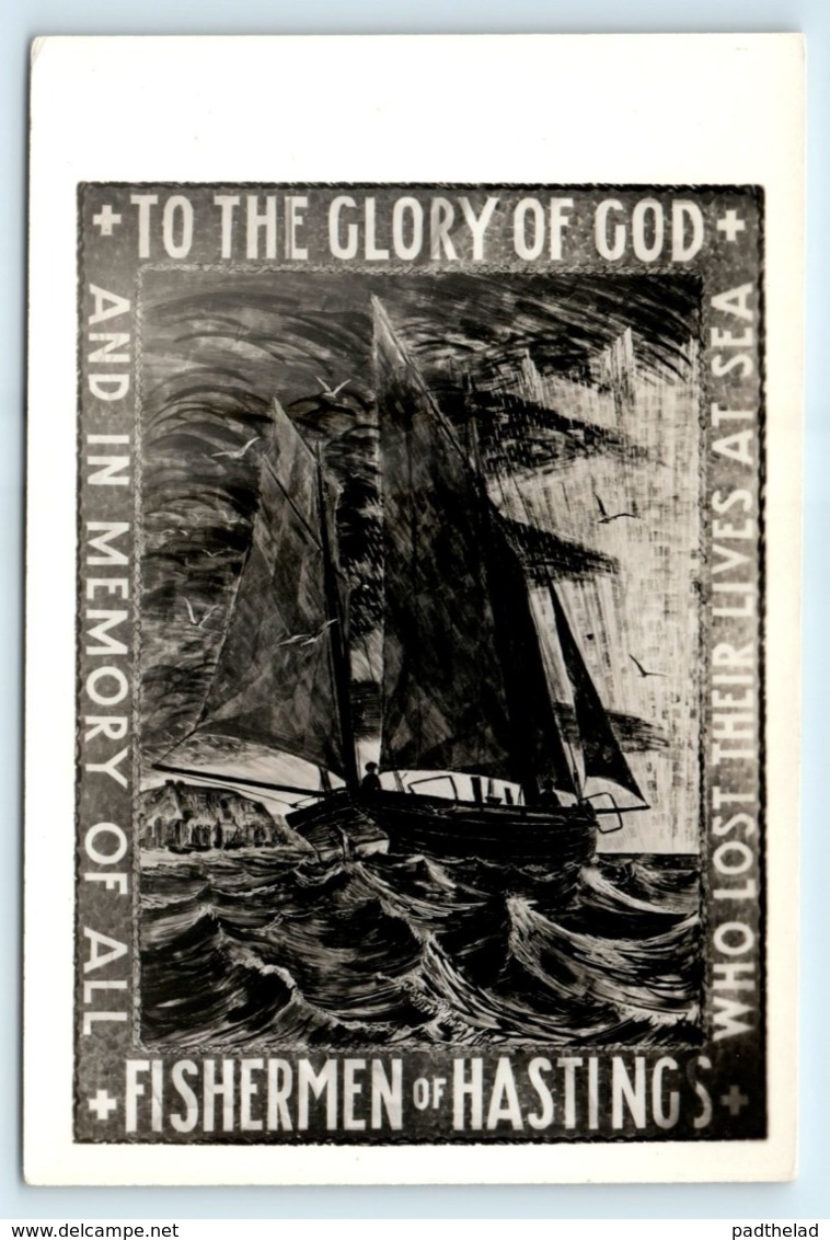 POSTCARD HASTINGS FISHERMEN TRAWLERS TRIBUTE TO THE GLORY OF GOD GIFFORD SERIES - Hastings