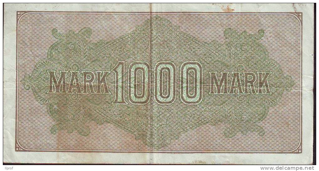 Germania Banconota 1000 Mark Anno 1922 Circolata Serie H - 1000 Mark