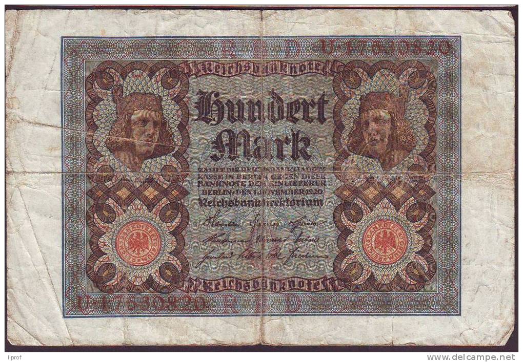 Germania Banconota 100 Mark Anno 1920 Circolata Serie U - 100 Mark