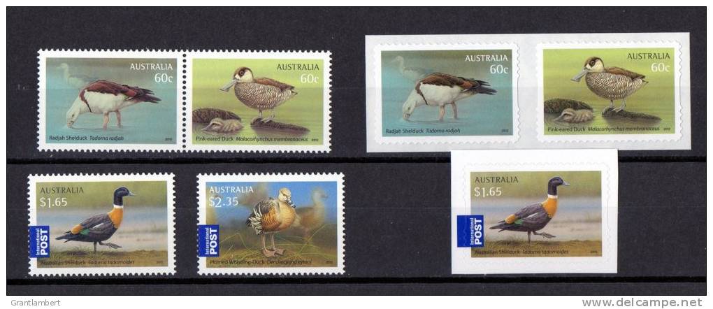 Australia 2012 Waterbirds 7 Stamps MNH - 4 Sheet And 3 Self-adhesives - Mint Stamps