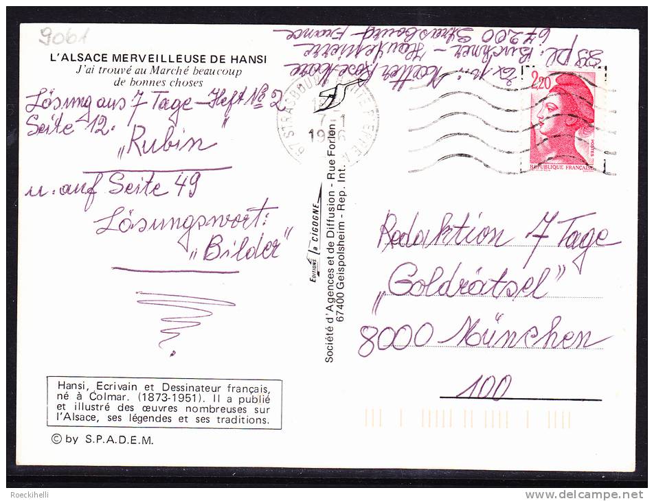 7.1.1986  -  Bedarfsbeleg (Postkarte), Gelaufen Von Strasbourg Nach München  -  Siehe Scans  (fr 9061) - Covers & Documents