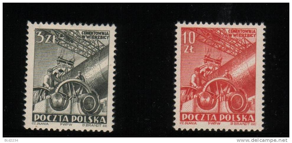 POLAND 1952 CEMENT WORKS SET OF 2 (ENGRAVED BY SLANIA), HM Industry - Ongebruikt