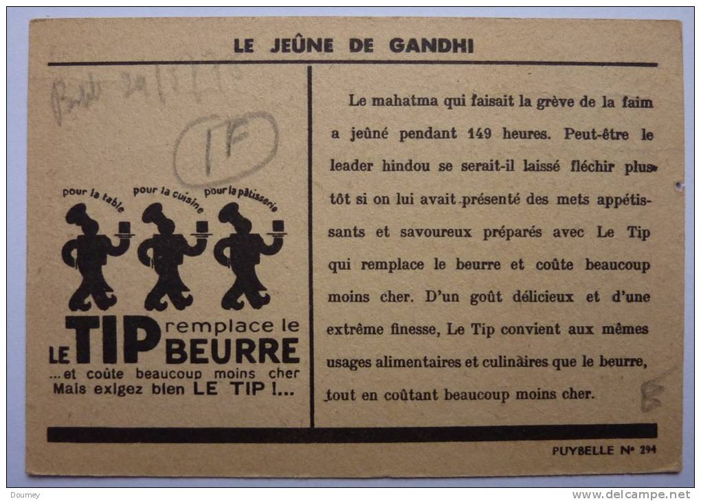 Le TIP - Substitut Du Beurre - Le Jeûne De GANDHI - Werbepostkarten