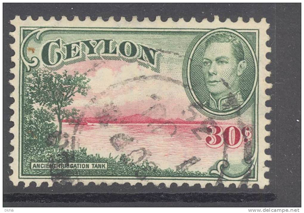 CEYLON, 1937 30c (wmk Sideways) FU, Cat £3.50 - Ceylon (...-1947)