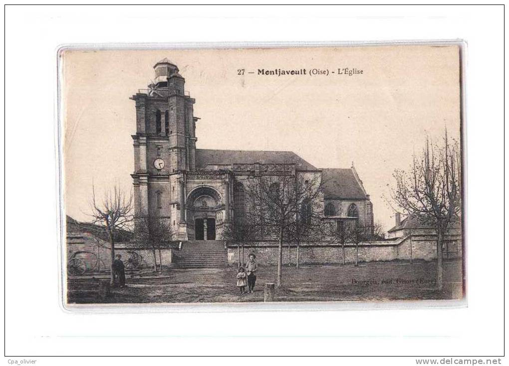 60 MONTJAVOULT Eglise, Animée, Ed Bourgeix 27, 1921 - Montjavoult
