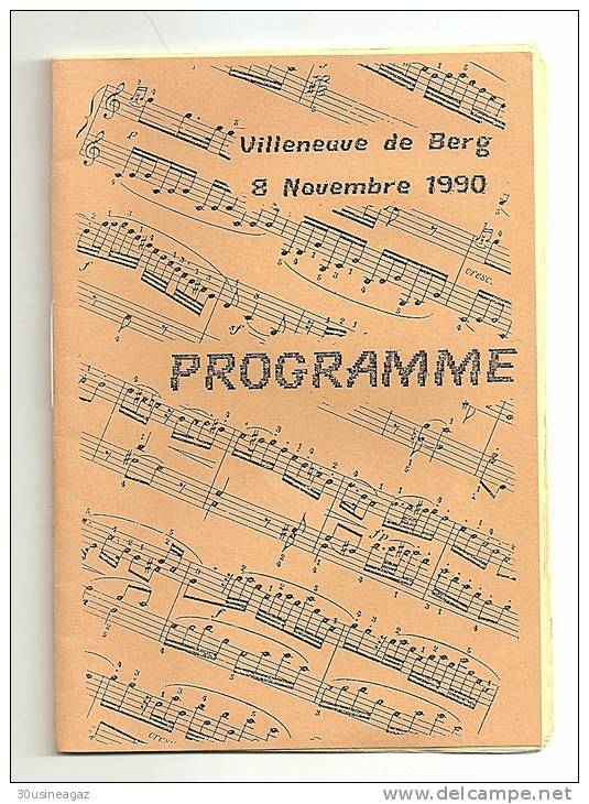 07,Fascicule ,  Villeneuve De Berg , 8 Novembre 1990,programme,Ardeche  .Paypal - Rhône-Alpes