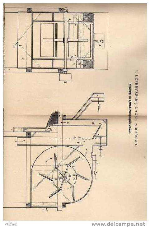 Original Patentschrift -  Getreide Reinigungsmaschinen , 1882 , J. Nagel In Brüssel , Landwirtschaft , Agrar !!! - Maschinen