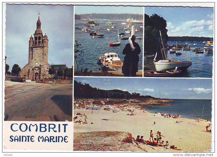 29. COMBRIT . L'EGLISE. LE PORT ET LA PLAGE DE SAINTE MARINE. Editeur JOS. Animation - Combrit Ste-Marine