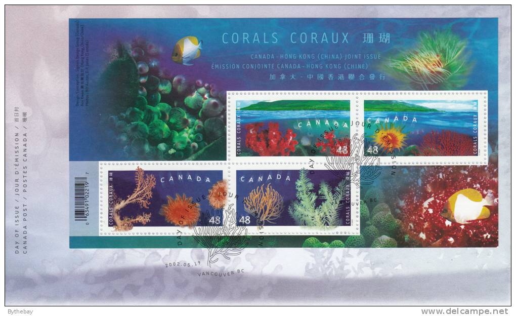 Canada FDC Scott #1951b Souvenir Sheet Of 4 48c Corals - 2001-2010