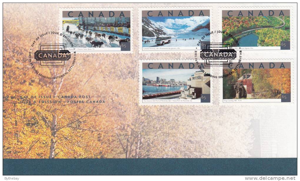 Canada FDC Scott #1952a-e 65c Attractions:Yukon Quest, Icefields Parkway, Agawa Canyon, Old Port Montreal, Kings Landing - 2001-2010