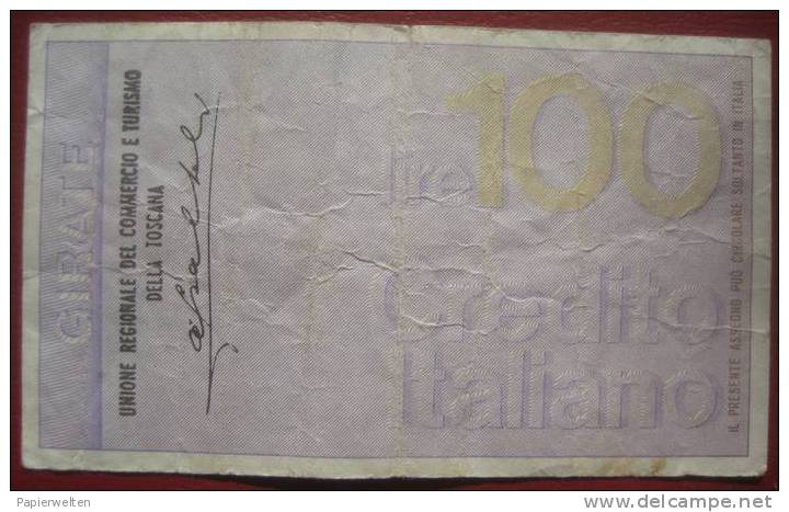 100 Lire 10.3.1976 Credito Italiano (Unione Regionale Del Commercio E Turismo Della Toscana) - [10] Checks And Mini-checks