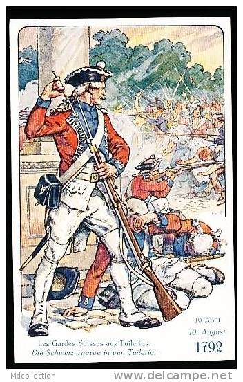 SUISSE  DIVERS / Le Soldat Suisse à Travers Les âges - 10 Août 1792 - Les Gardes Suisses Tuileries / BELLE CARTE COULEUR - Avers