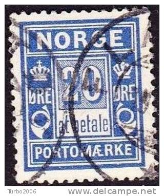 Norway 1889-1915 Postage Due 20 Ore Blue Perforation 14½ X 13½ Michel P 5 I A - Gebraucht