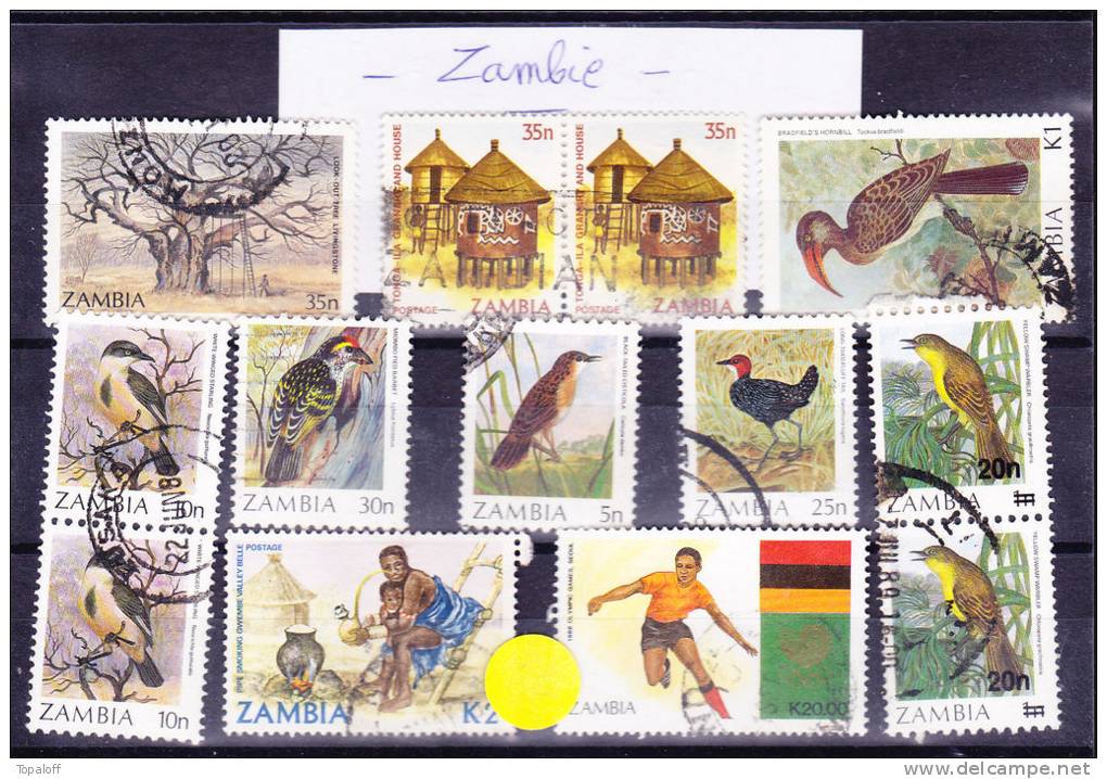 Lot De Timbres De Zambie Ob  En Plaquette Oiseaux-maisons - Zambia (1965-...)