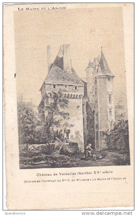 20621 Chateau -carte Supra Paris, Beau Papier Façon Gravure - Maine Anjou -Verdelles XV Wismes - Châteaux