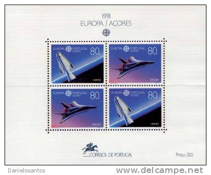 Portugal 1991 Azores Açores Europa CEPT Hermes Space Shuttle Souvenir Sheet Bloque Bloc Bloco Nº 121 MNH - 1991