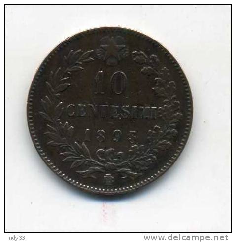 - ITALIE . 10C. 1893 . - 1861-1878 : Vittoro Emanuele II