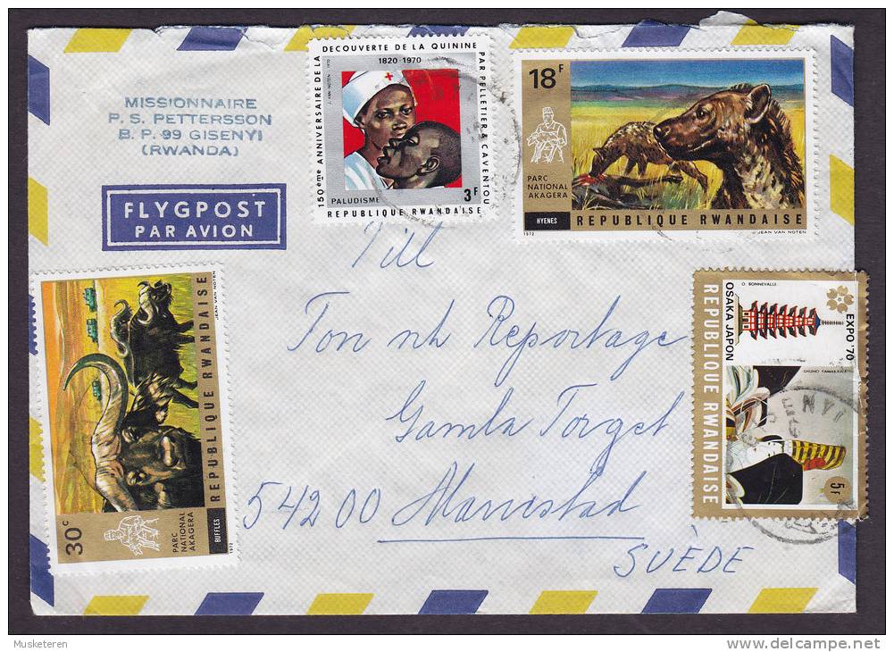 Rwanda Airmail Par Avion MISSIONNAIRE P.S. PETTERSSON Cover To HALMSTAD Sweden Red Cross Rotes Kreuz Croix Rouge - Autres & Non Classés