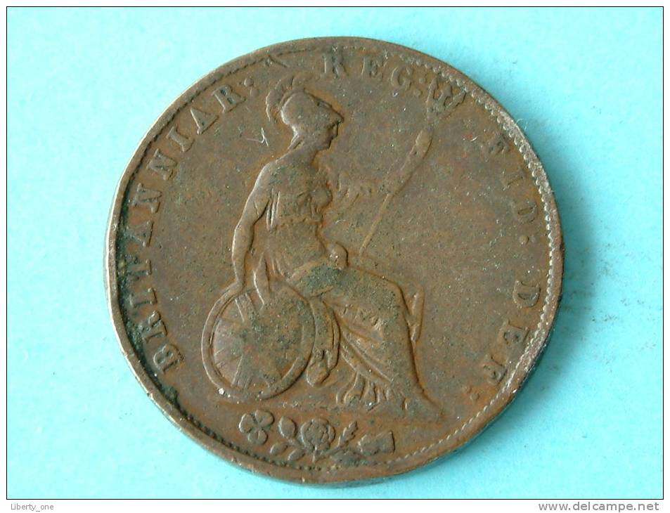 1853 HALF PENNY ( Young Head ) / KM 726 ( Uncleaned Coin - For Grade, Please See Photo ) ! - C. 1/2 Penny