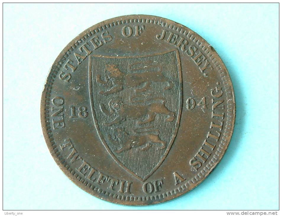 1894 - 1/12th Shilling / KM 8 ( Uncleaned Coin - For Grade, Please See Photo ) ! - Jersey