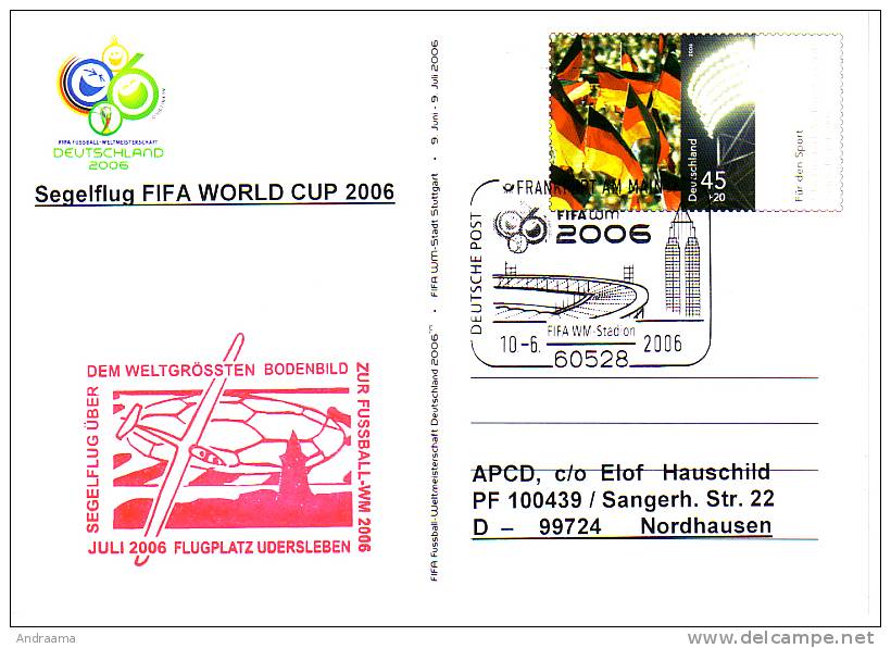 Sonderflugpost - Segelflug - Fussball WM 2006 - 01.07.2006  [ds06] - Postkaarten - Gebruikt