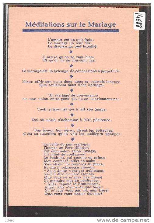 MEDITATIONS SUR LE MARIAGE  - TB - Contes, Fables & Légendes