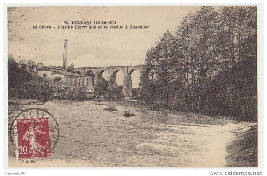 BOUSSAY : LA SEVRE - L'USINE ELECTRIQUE ET LE VIADUC - ECRITE EN 1926 - 2 SCANS - - Boussay