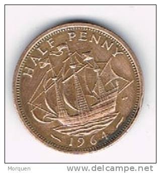 Moneda  GRAN BRETAÑA, 1/2 Penny 1964. Ship - C. 1/2 Penny