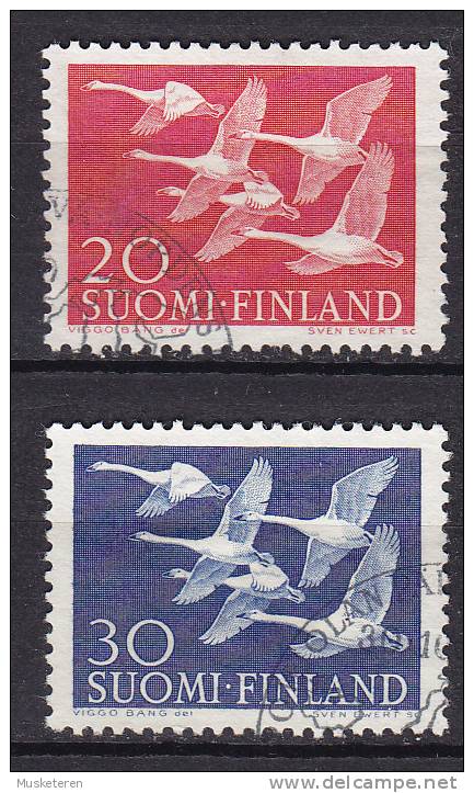 Finland 1956 Mi. 465-66 NORDEN Tag Des Nordens Fünf Singschwäne Birds Vögel - Oblitérés