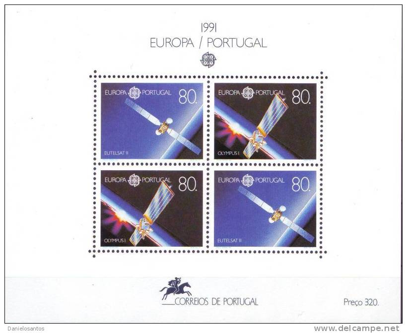 Portugal 1991 Europa CEPT Satellites Eutelsat II Souvenir Sheet Bloque Bloc Bloco Nº 120 MNH - 1991