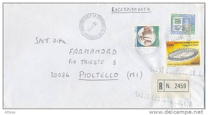 Carrara 14/2/1992 Raccomandata Tripla Mista - 1991-00: Storia Postale