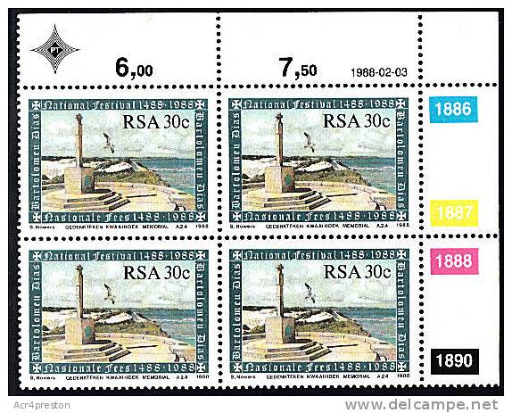 Msc263 South Africa 1988, SG 632  30c 500th Anniv Discovery Cape Of Good Hope By Bartolomeu Dias, Control Block, MNH - Other & Unclassified