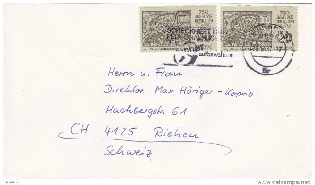 DDR  Brief Mit 3024 MeF, Stempel: Dresden 20.12.87, Bedarfsbrief In Die Schweiz - Sonstige & Ohne Zuordnung