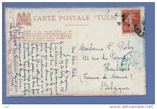 Kaart Vanuit "France" Met Als Aankomst Blauwe !! Stempel WAULSORT - Fortune Cancels (1919)