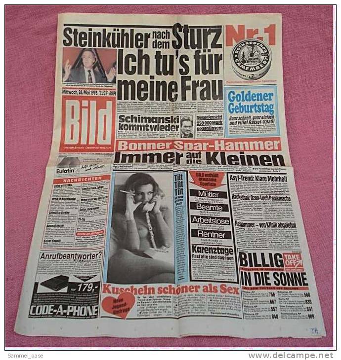 BILD-Zeitung Vom 26. Mai 1993 :  Der Ruhrpott-Rambo Götz George :  Ich Habe Zu Früh Aufgehört - Other & Unclassified