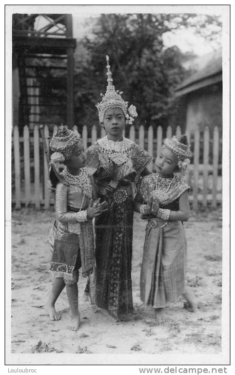 THAILANDE SIAM BANGKOK CARTE PHOTO ENFANTS COSTUMES - Thaïlande