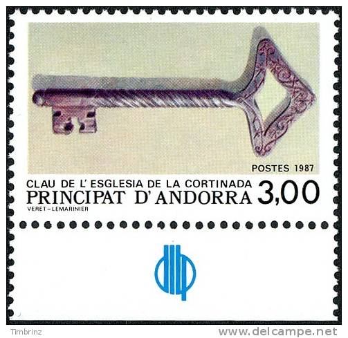 ANDORRE 1987 - Yv. 365 ** TB Bdf Sigle Bleu  Faciale= 0,46 EUR - Clef De L'église De La Cortinada ..Réf.AND13439 - Unused Stamps