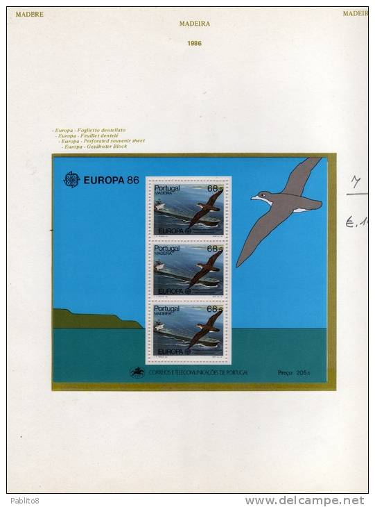 MADERA - MADEIRA 1986 ANNATA COMPLETA MNH MONTATA SU FOGLI MARINI - Madère